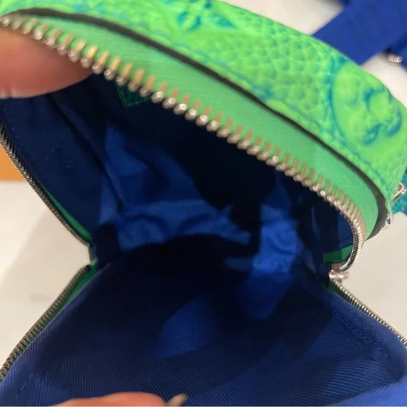 LOUIS VUITTON Virgil Abloh Blue & Neon Green Monogram Illusion Leather Flat - Picture 8 of 11